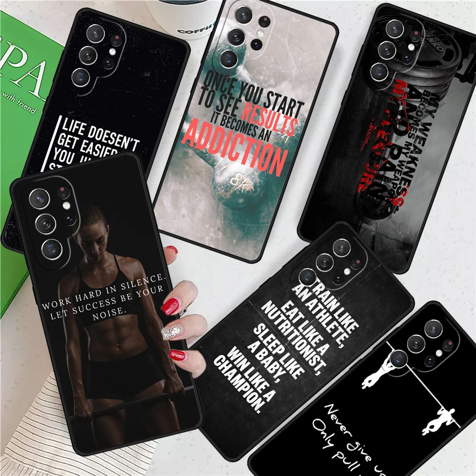 

Training Workout Gym Crossfit Quote For Samsung Galaxy S24 Ultra S21 S22 S8 S9 S10 5G Note 10 20 Plus FE S23 Phone case Cover