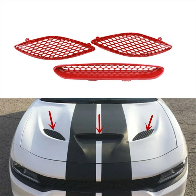 Car Front Hood Grille Grill Bonnet Cover Trim 68202462AD 68202581AC 68202580AC for Charger 2015-2020 Hood Vent