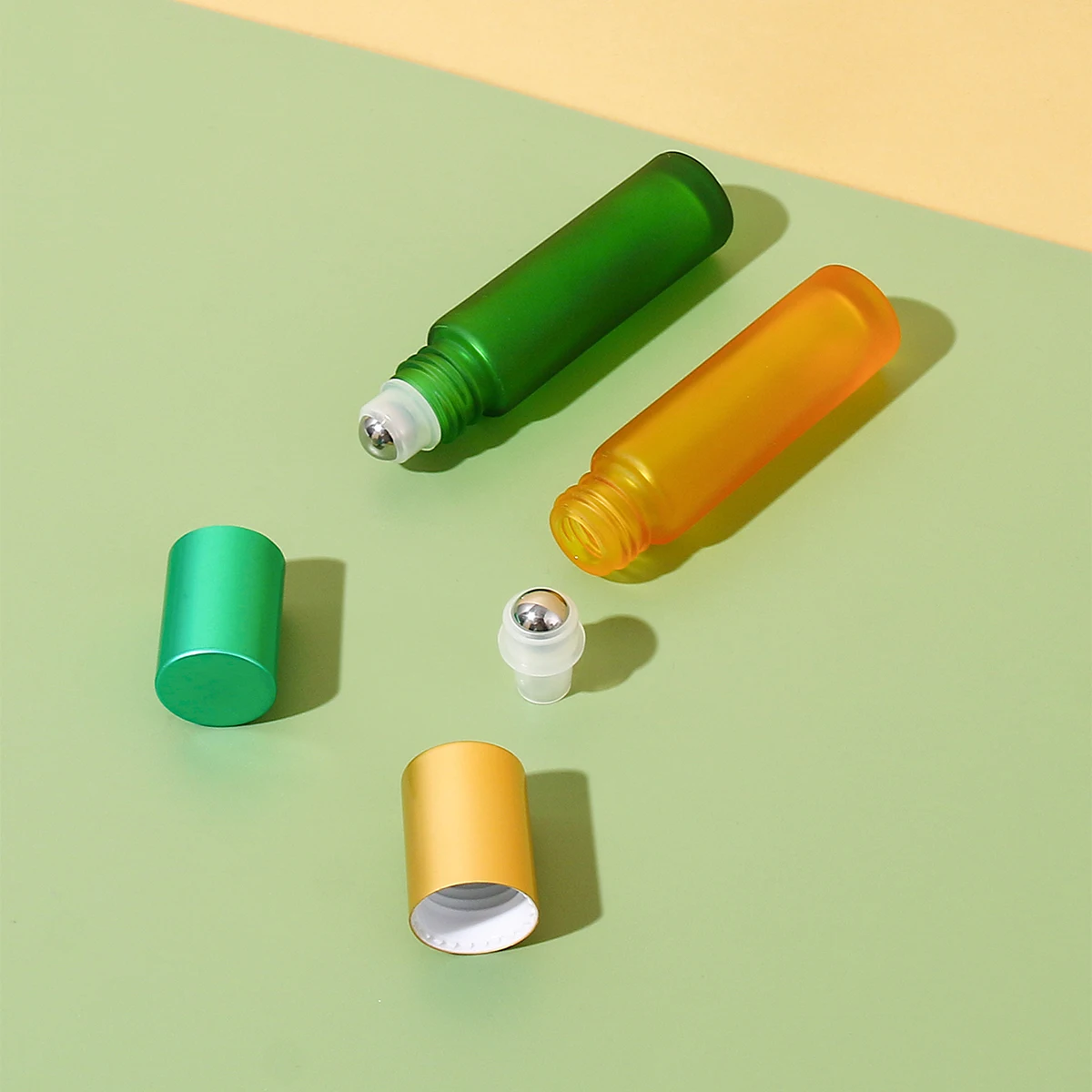 10pcs 10ml Refillable Morandi Colorful Empty Glass Essential Oil Perfume Roll On Bottles With Stainless Steel Roller Ball