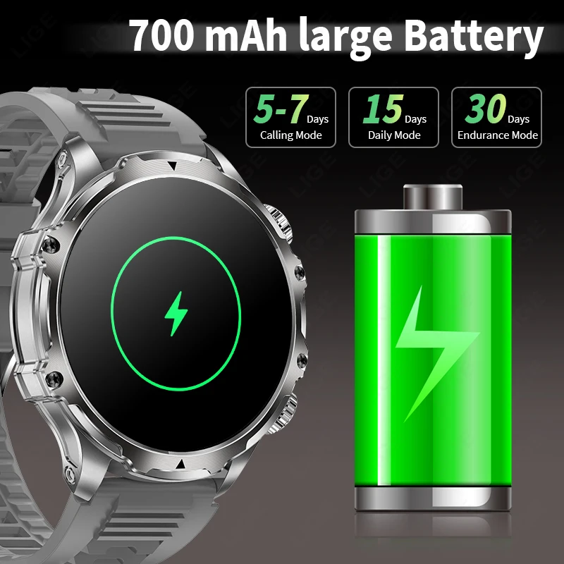​ LIGE 2025 Smartwatch hombre regalo Bluetooth llamada 700mAh batería grande 416*416 Ultra HDScreen salud reloj inteligente hombres para IOS Android