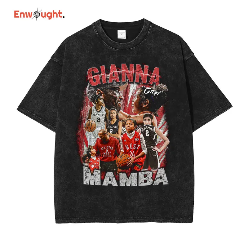 

Gianna Maria T Shirt Basketball Player Vintage Washed Short Sleeve Streetwear Oversized T-shirt Harajuku Hip Hop Tops Tees Men