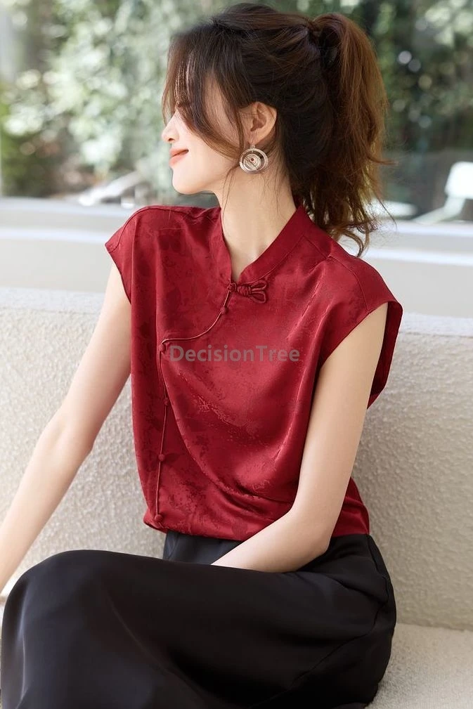 

2025 graceful temperament vintage chinese tang suit top trendy advanced sense lady party blouse retro literature art women's top