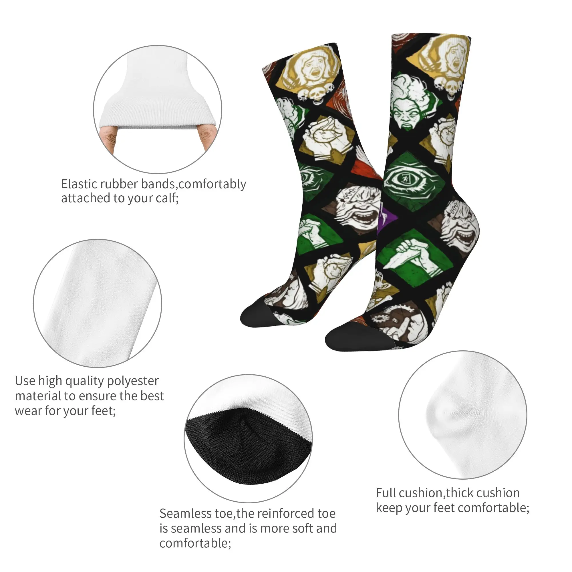 Autumn Winter Colorful Women Men DBD Dead by Daylight Horror Games Socks  Non-slip Middle Tube Socks