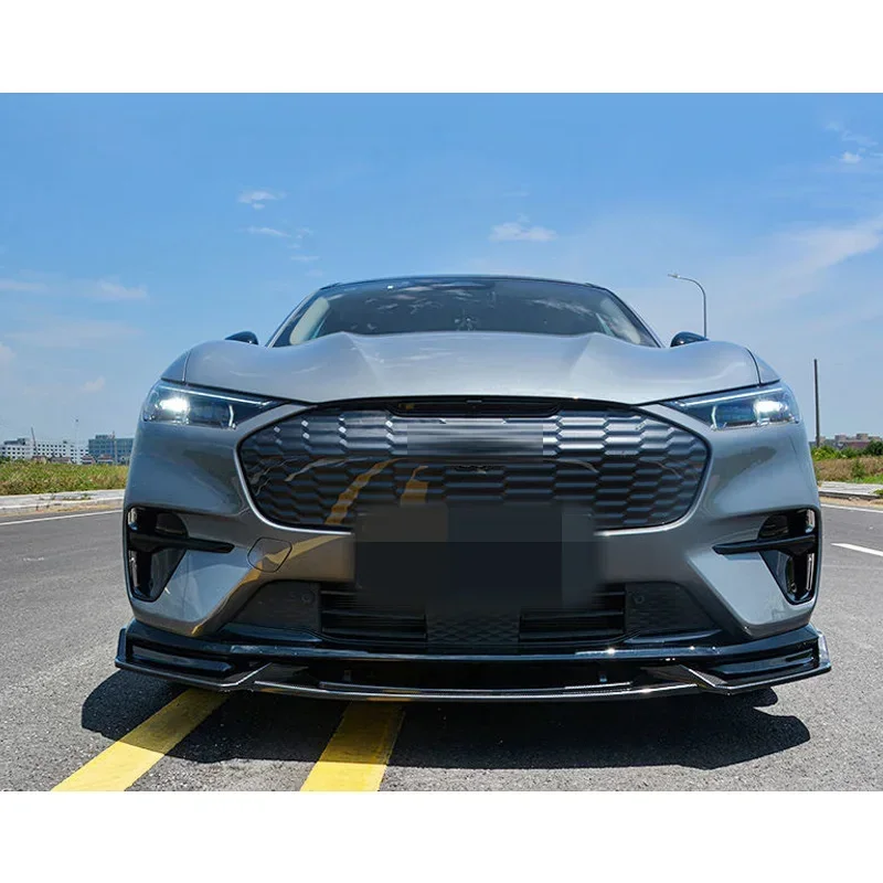 Front Splitter for Ford Mustang Mach-E 2021 2022 Bumper Spoiler Skirts Lip Body Kit Carbon Surface