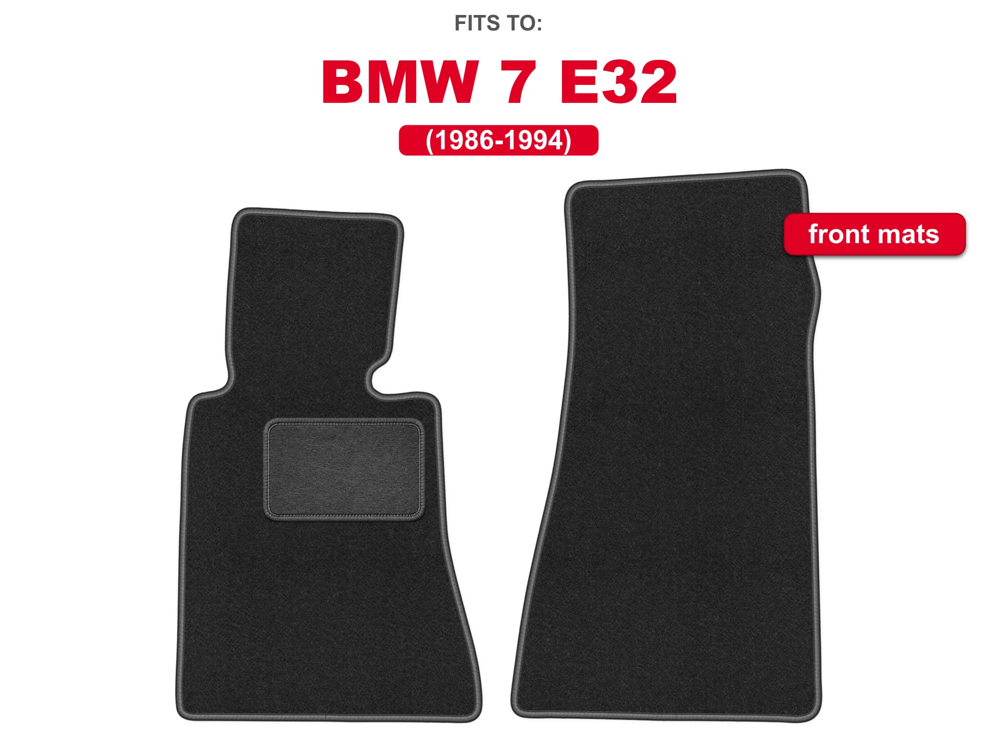 Tapis de sol avant en velours pour BMW 7 E32 1986-1994, ensemble de tapis de sol avant pour berline, couleur graphite, pour le plancher du véhicule