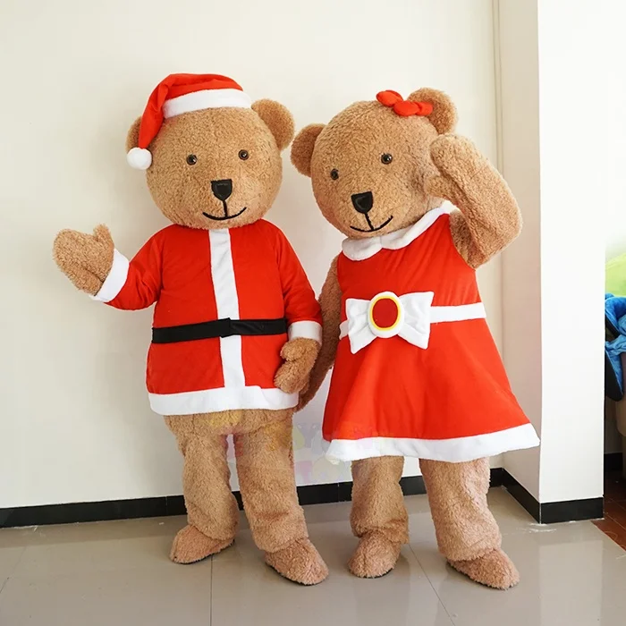 

Hot Sale Couple Christmas Teddy Bear Performance Doll Costume Teddy Mascot Costume for Sale