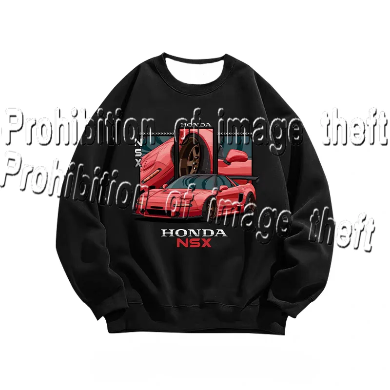 

Honda с 3D принтом осенне-зимняя толстовка с длинными рукавами и круглым вырезом, футболка для мужчин и женщин, свободный повседневный стиль