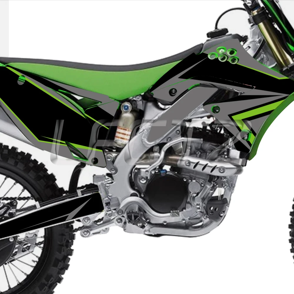 Motorcycle Background Custom Number Name Full Graphics Decals Stickers Fit for Kawasaki KXF450 KX450F KX 450F 2009 2010 2011