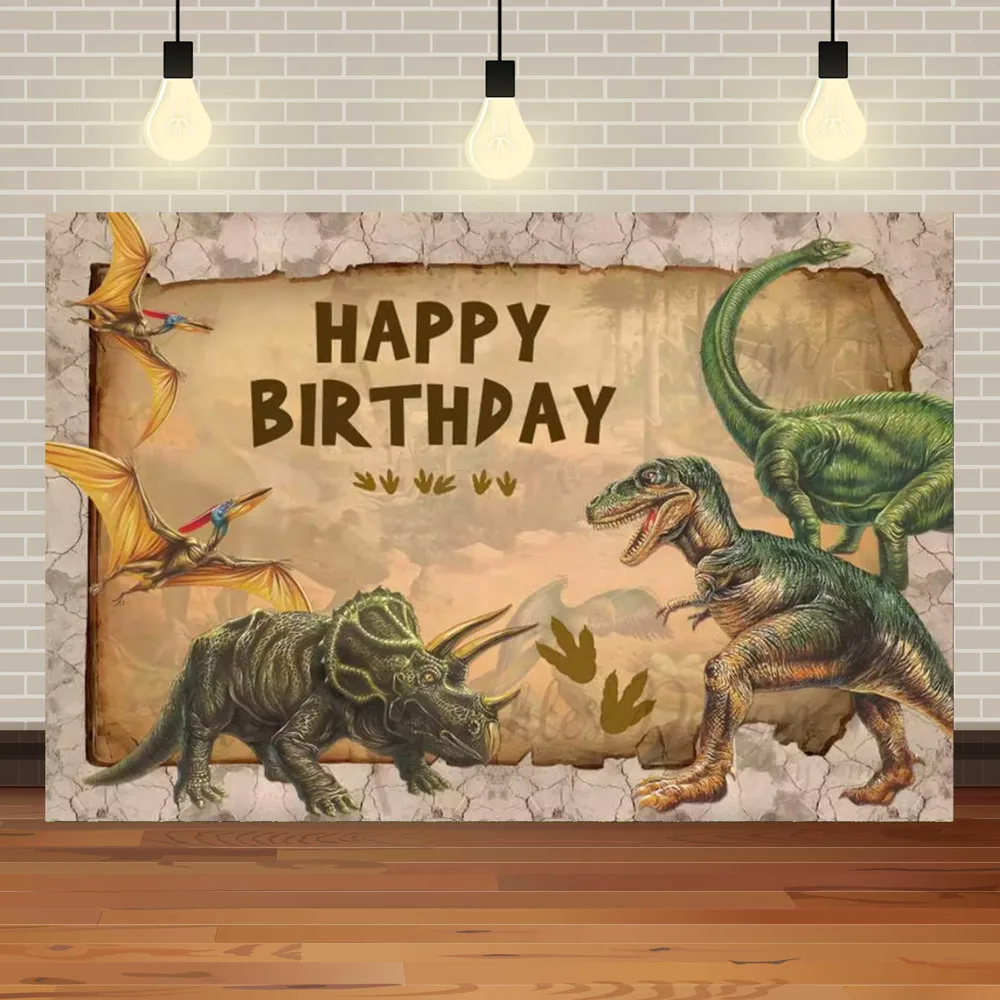 Animal World Dinosaur Theme Baby Boy Birthday Party 3D Safari Jungle Baby Shower Portrait Photography Background For Studio Prop