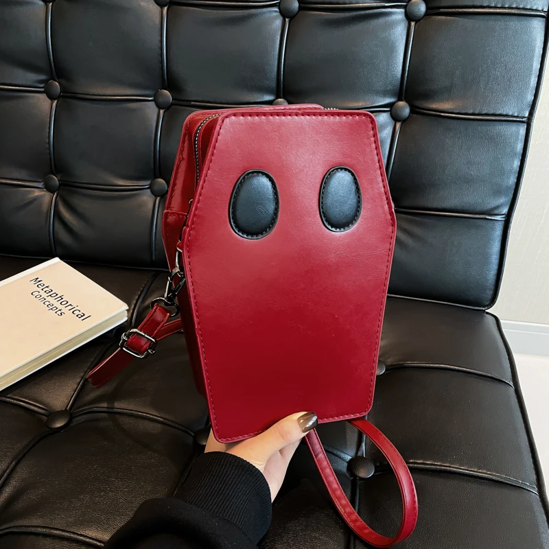 

Готическая сумка через плечо для женщин, сумка через плечо для гроба, кошелек с героями мультфильмов Y2K, сумка-мессенджер для телефона, универсальная сумка из искусственной кожи на Хэллоуин