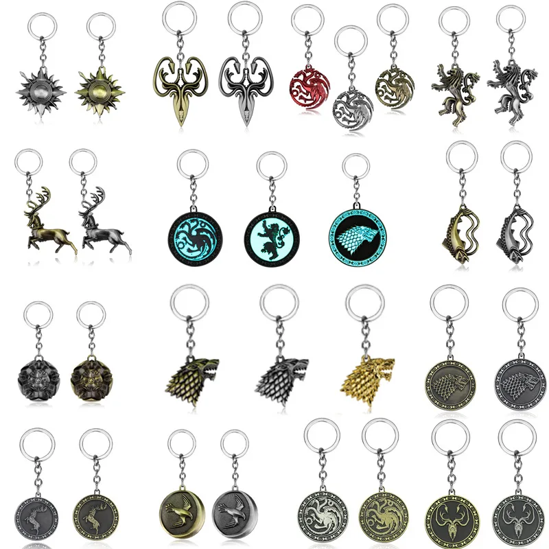 LLavero de casa de tronos de dragón de película, llavero con colgante en forma de cabeza de lobo Targaryen, abridor de botellas, accesorios de juego, regalo para seguidores de amigos