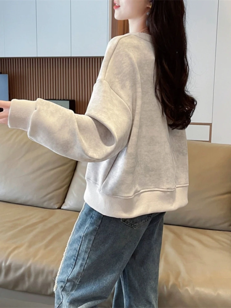 Sudadera estampada de cuello redondo para mujer, moda coreana Y2k, ropa juvenil Vintage de los años 2000, jersey barato a juego de los años 90 para mujer