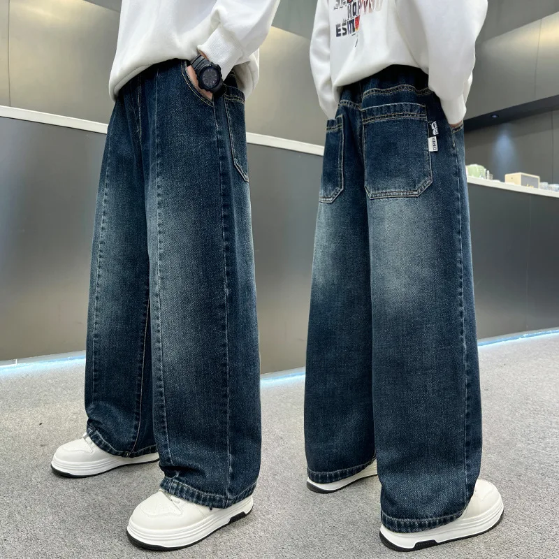 

New Design Kids Autumn Baggy Jeans for Teenager Boy Spring Trousers Children's High Quality Loose Denim Pants 4-14Years