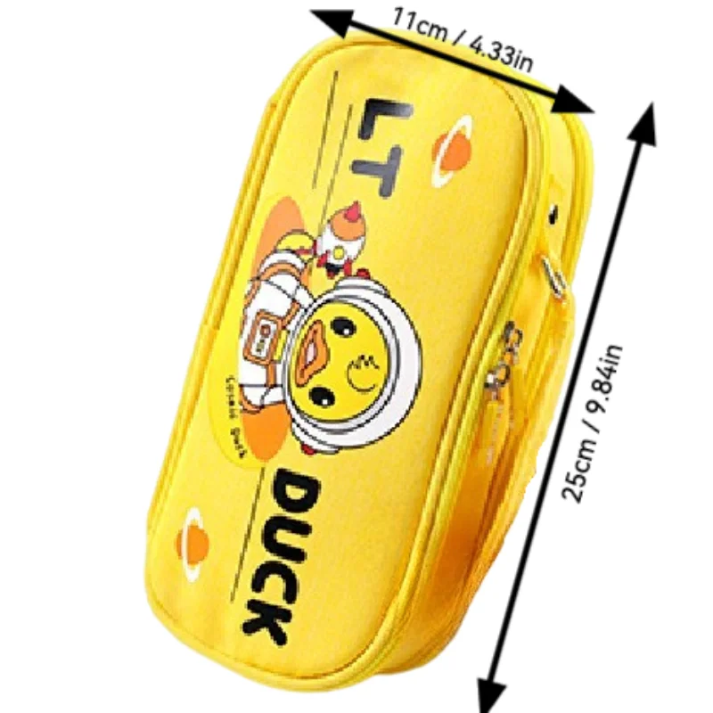 Large Capacity Canvas Multi Layer Pencil Bag LT Yellow Duck Stationery Bag Junior High School Multi functional Pencil Bag Handhe
