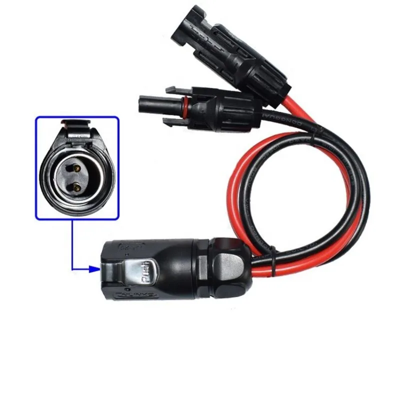 Personalización de fábrica 10AWG Conector circular industrial de alimentación de 2 pines a adaptador de cable solar para maleta de panel solar