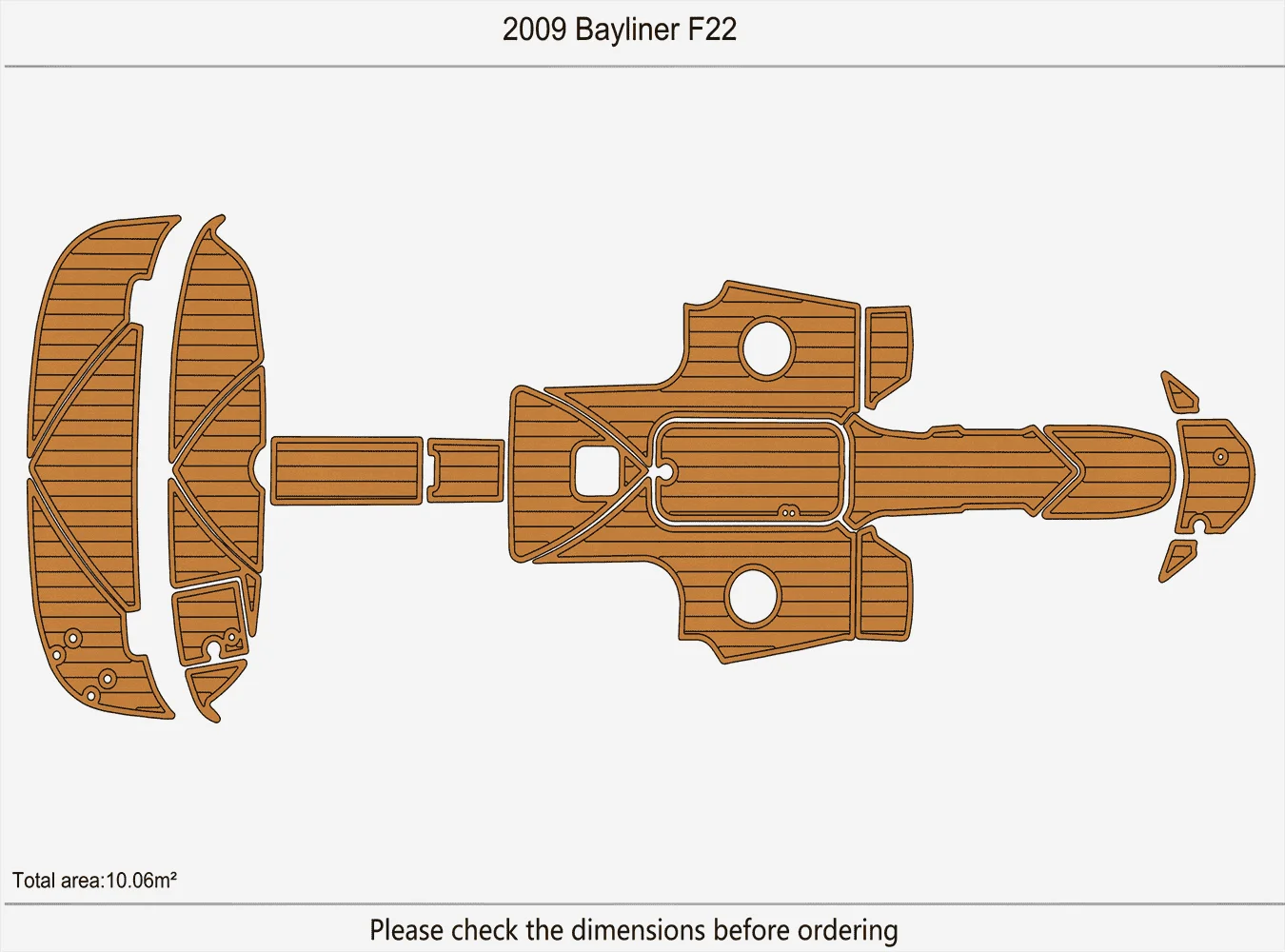 

2009 Bayliner F22 Cockpit Swim platform 1/4" 6mm EVA Teak deck floor