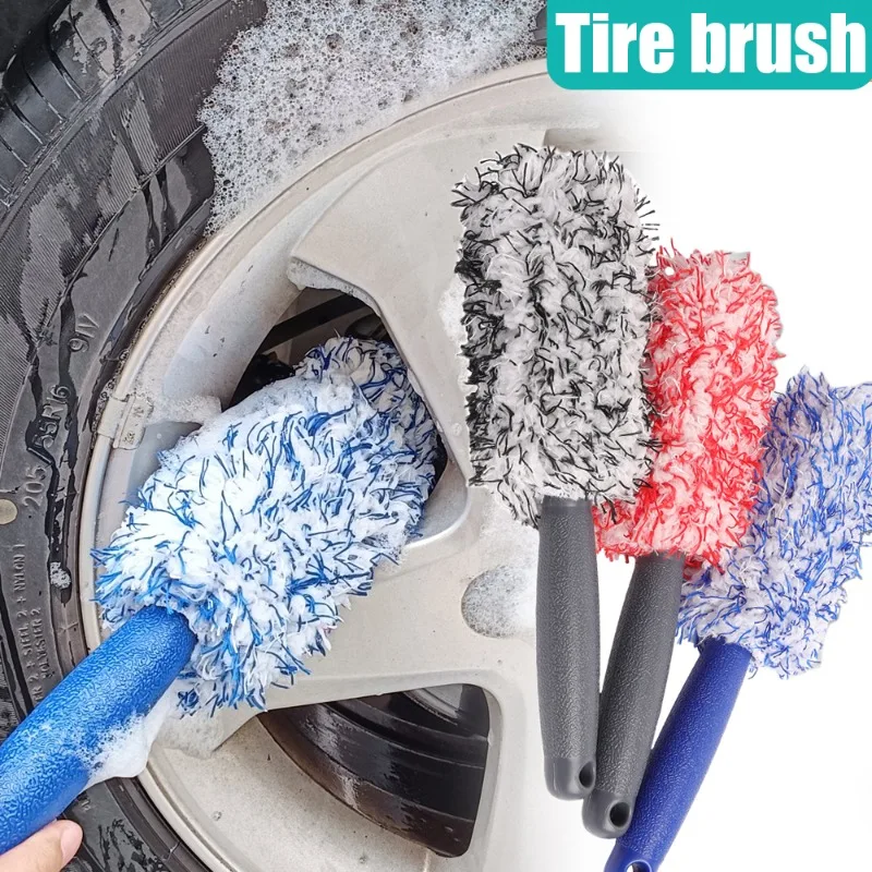 

Car Wheels Wash Brush Plush Brush Non-Slip Handle Tire Rims Spokes Wheel Barrel Cleaning Brushes Tools