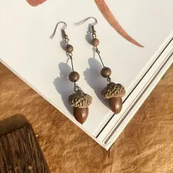 Vintage Natural Plant Earring Unique Dried Plant Fruits Series Natural Earrings Retro Pine Cones Acorn Earring Custom Packaging