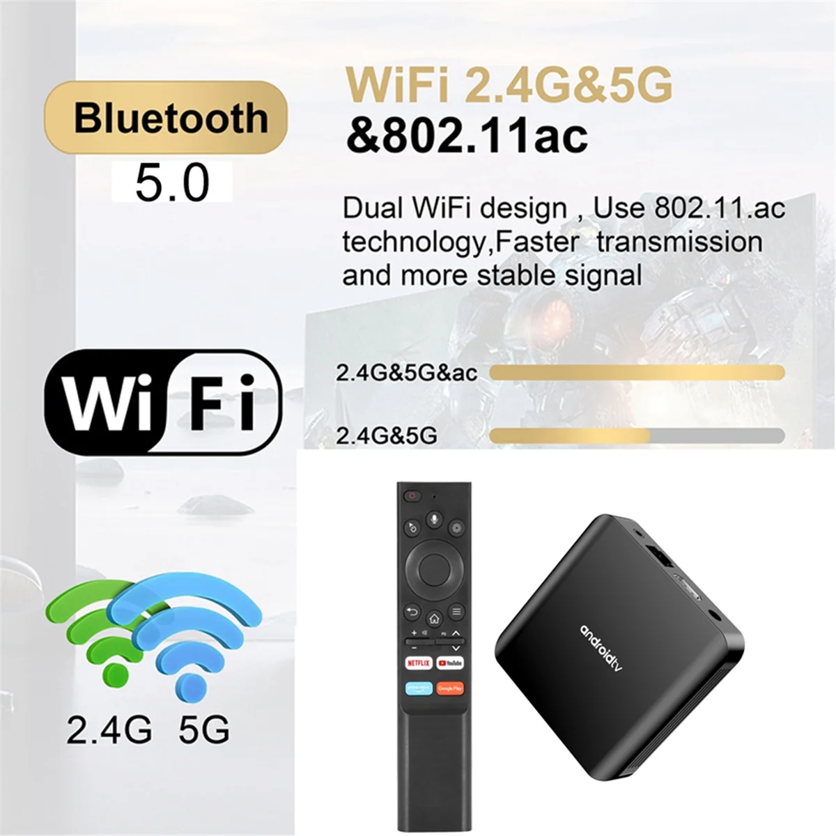 

TV98 ATV Plus Smart TV Box Android 14 Allwinner H313 2.4G /5G Dual WiFi BT 8K HD Media Player Set Top Box EU Plug 2G+16G