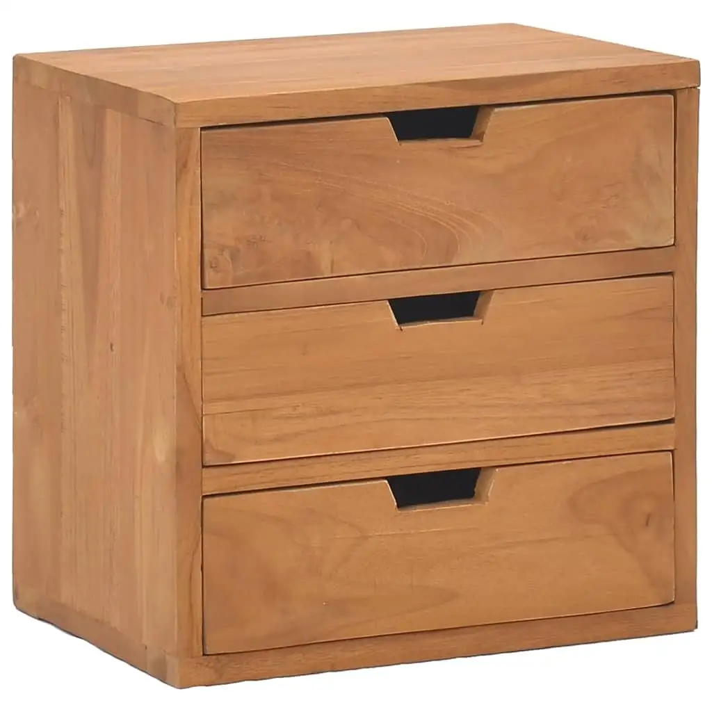 Solid Teak Wood Bedside Cabinet 15.7x11.8x15.7 - Modern Nightstand for Bedroom Storage