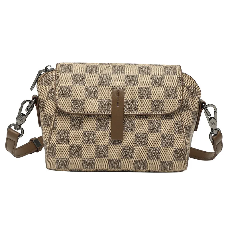 2026 New Hong Kong Genuine Leather Checkered Satchel,Luxury Square Purse,Fashion Versatile Shoulder Crossbody for Ladies