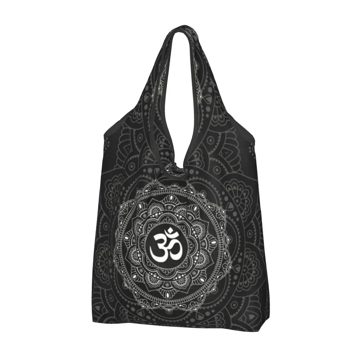 

Reusable Om Mandala Shopping Bag Women Tote Portable Buddhism Aum Yoga Meditation Groceries Shopper s