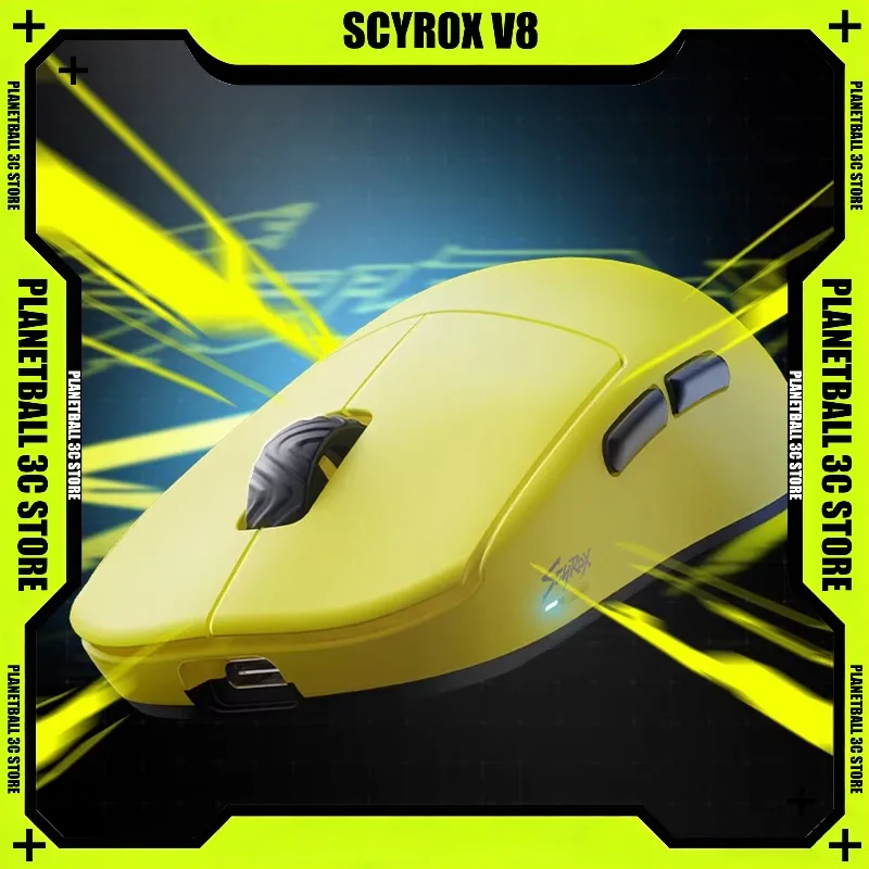 Scyrox V8 Wireless Gaming Mouse PAW3950 8K Polling Rate Lightweight No Hole Design for Small Medium Hand Claw Grip Esports
