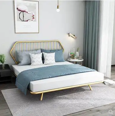Nordic wrought iron double bed light luxury ins Internet celebrity golden princess bed modern simple apartment bed