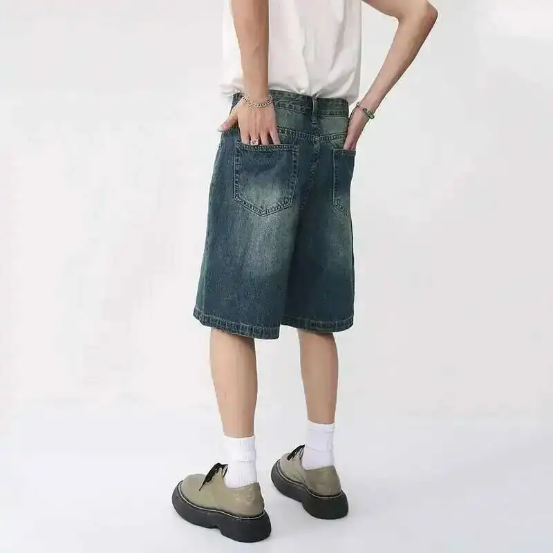 IEFB Summer Denim Shorts Men's Loose Korean Style Retro Short
