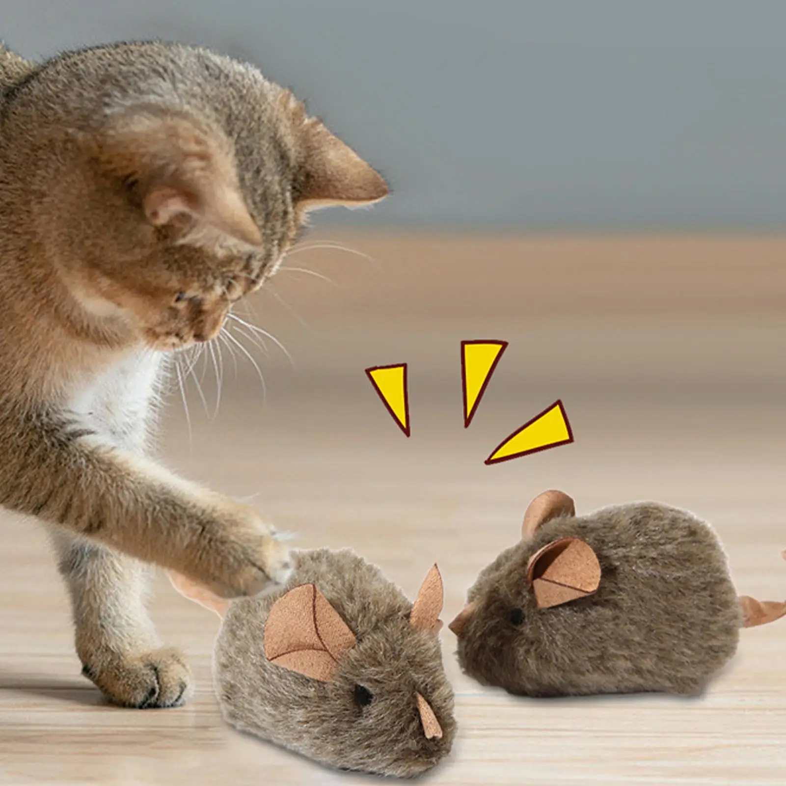 2 Stück Katzen-Kauspielzeug Interaktives Realistisches Quietschendes Maus-Spielzeug für Haustiere Kätzchen-Kauspielzeug für Jagdsimulation Kratzen Mentalstimulation
