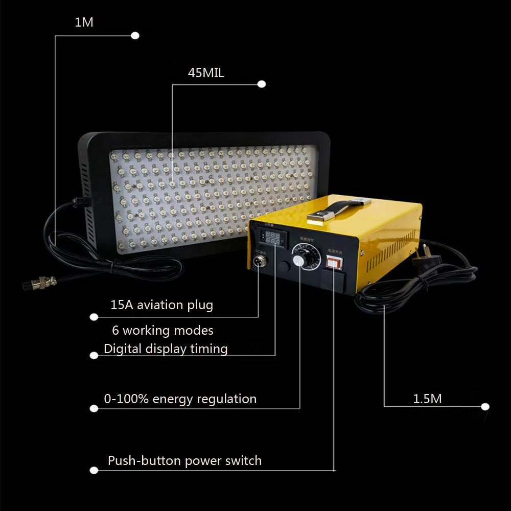 1000W stepless adjustable led ultraviolet UV curing lamp shadowless glue optical photosensitive glue ink 405nm Resin curing lamp