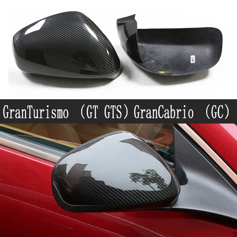 For Maserati GranTurismo GT GTS GranCabrio GC Dry Carbon Fiber Retro view Mirror Caps Cover Adhesive Shell Upgrade body kit