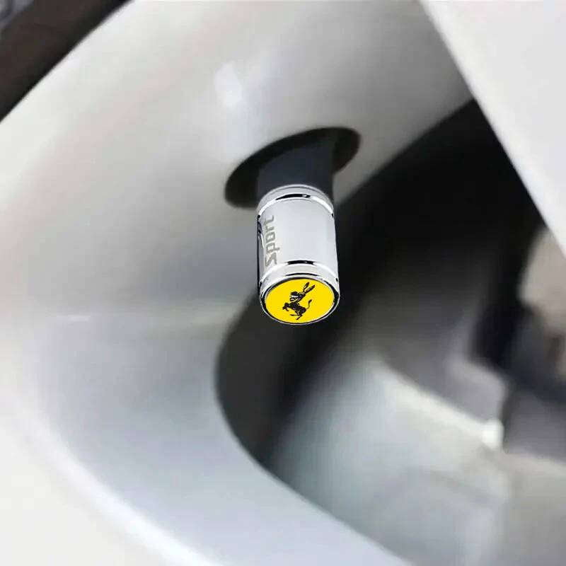 4PCS Car Wheel Tire Valve Stems Cap Yellow Donkey Pattern Air Cover For Ford Jeep Subaru Skoda Land Rover Mazda MG