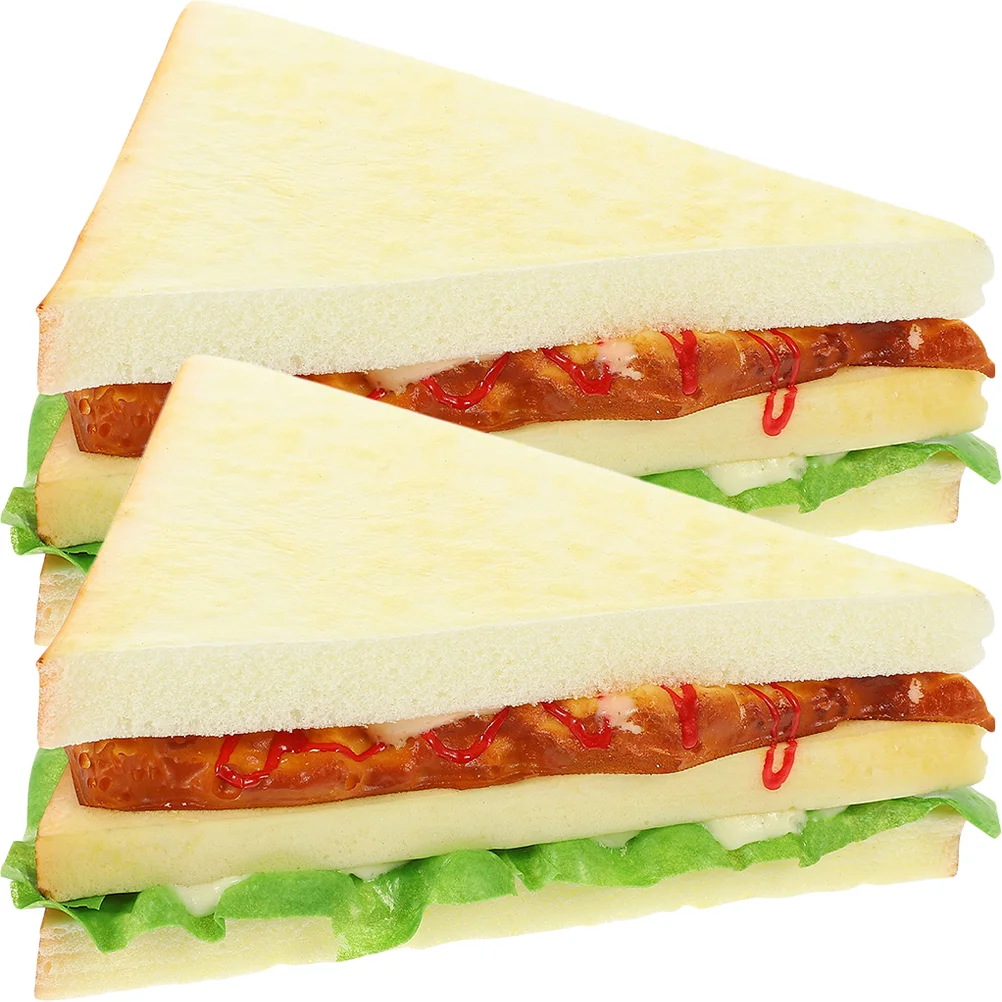 

2 Pcs Sandwich Model Fake Food Decors Desktop Ornaments Burger Props Simulation Toy Artificial Hamburger