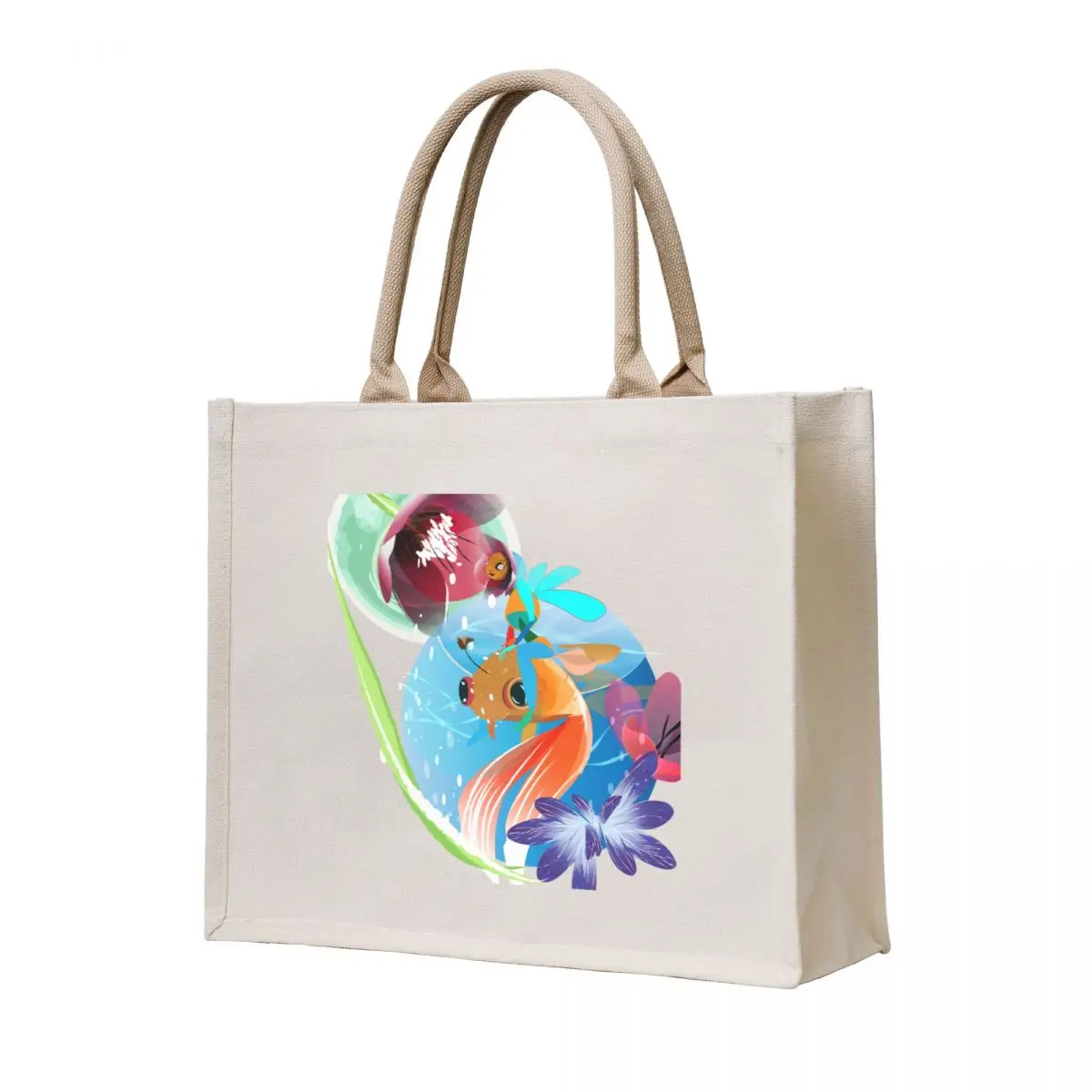 

illustration style watercolor fairy of flowers and water Tote Bag Gift bag Custom bag Big women Shopper