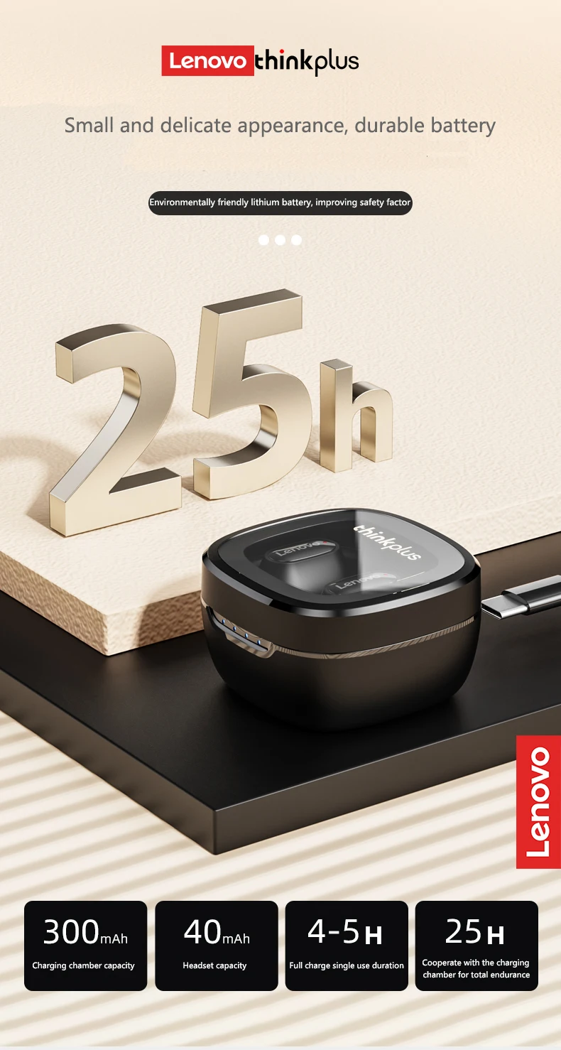 Lenovo XT62 Kopfhörer Bluetooth 5.3 Mini-Ohrhörer, kabellos, HiFi-Sport-Headsets mit Geräuschunterdrückung, mit Mikrofon, Touch-Steuerung, TWS Origina – Detail 10