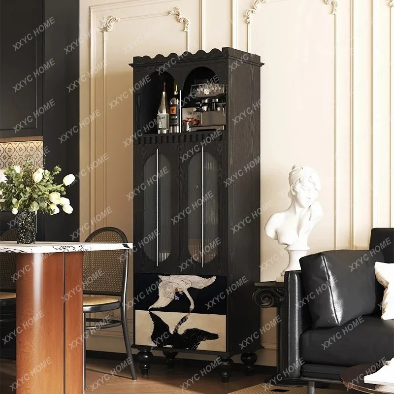 

Modern Minimalist Solid Wood Partition Wine Cabinet Living Room Wall-Mounted Cabinet Dining Room Storage Side Cabinet