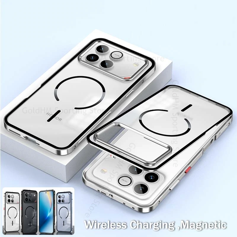 

Tempered Glass Phone Magnetic Case For Honor Win RT Fundas Aluminium Alloy For Magsafe Cover For Honor Win Cooling Bumper Coque