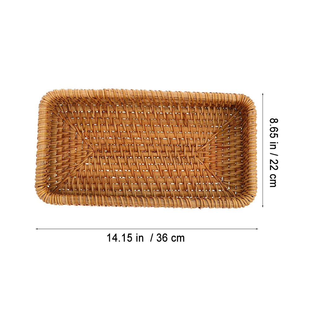 

Storage Baskets Desktop Pantry Pp Rattan Tray Handmade Woven Brown Food Natural