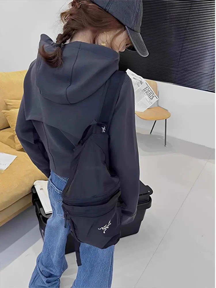 Damska bluza z kapturem w stylu amerykańskim, rozpinana na zamek, nowa kolekcja wiosna-jesień, rozmiar S, długi rękaw.