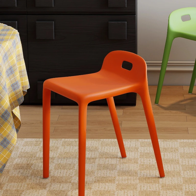 ‌Modern Minimalist Stool，Premium Plastic Back Chair, Ultra Non-Slip Multi-Color Seat, Stackable Balcony Lounge Chair