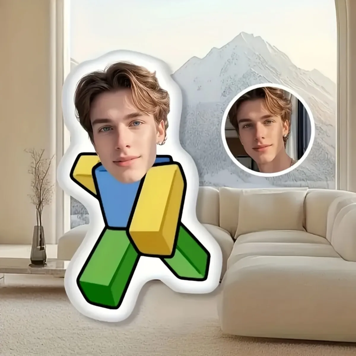 تخصيص بناء كتلة الوجه صورة الوسائد المنزلية، وسائد مطبوعة على الوجهين DIY، هدايا مضحكة