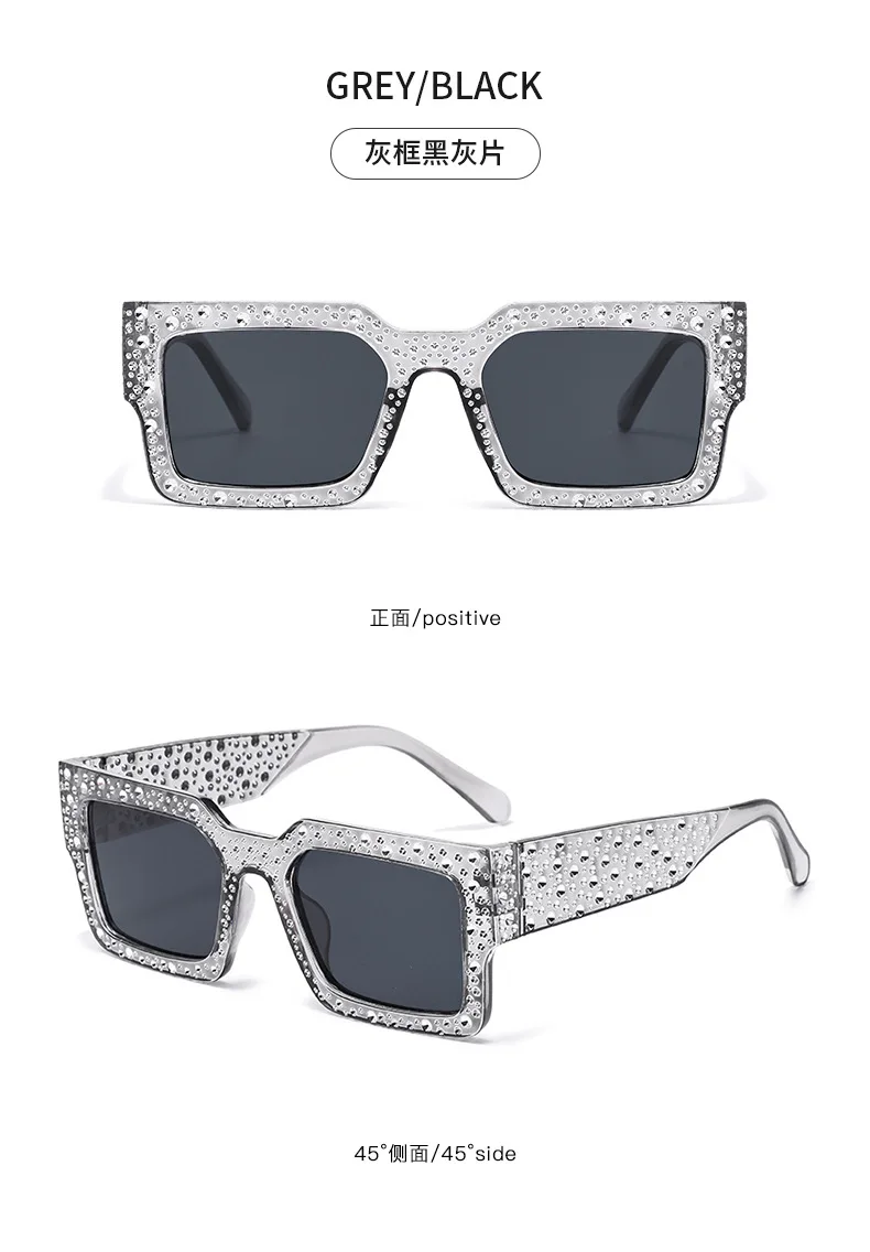 Retro Großen Rahmen Frauen Quadratische Sonnenbrille Schwarz Rechteck Coole Männer Sonnenbrille Einteilige Designer Sonnenbrille für Weiblich Männlich – Detail 14