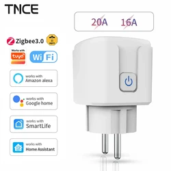 TNCE Tuya Smart Socket WiFi or Zigbee3.0 Plug 16/20A EU Outlet Remote Control Timer Power Monitor Voice Google Home Alexa Alice