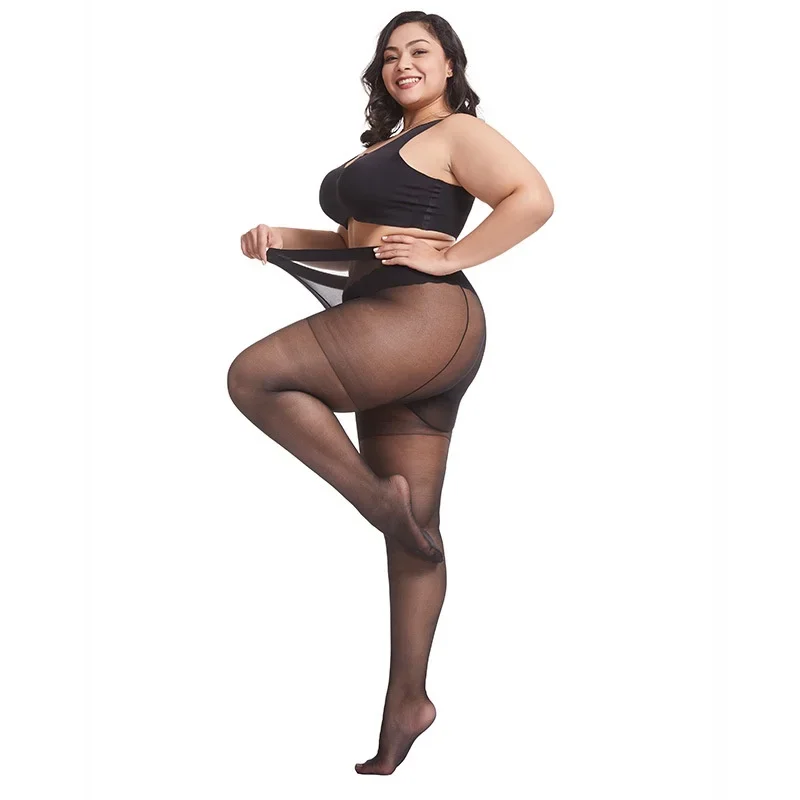 15D Plus Size Women Stockings Stretch Pantyhose XXXL Fat Tights Oversized Thin Pantyhose