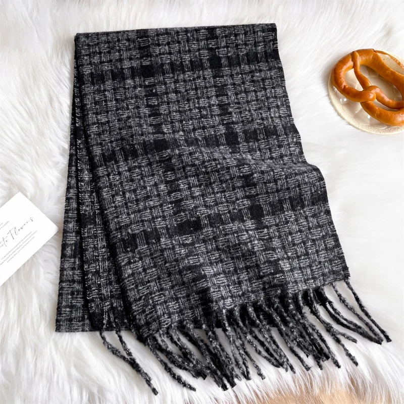 

Luxury Winter Plaid Scarf for Women Men British Style Cashmere Scarves With Tassel Designer Female Winter Warm Clothing