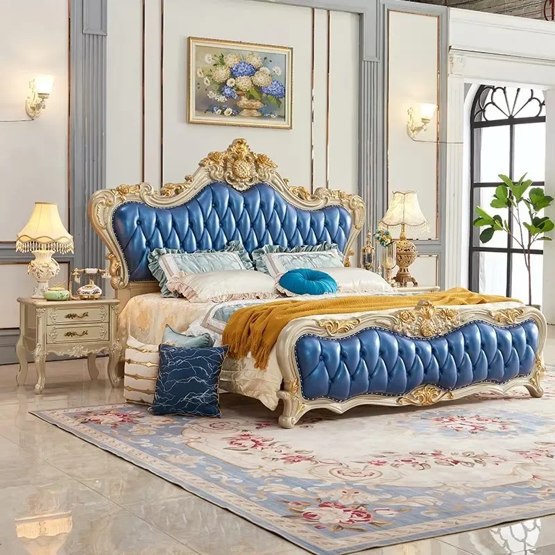 

Modern European Style Double Bed Modern American Wood Bedroom Queen Bed Frame Luxury Sleeping Bedroom Muebles Hotel Furniture