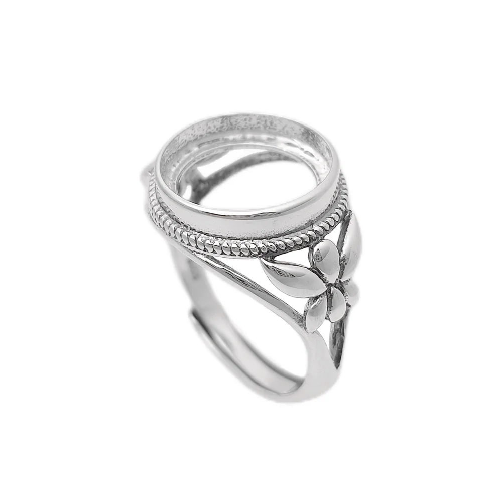 

Ring Blank (12x12mm Round Blank) Adjustable Thai Sterling Silver Round Cabochon Ring Bezel