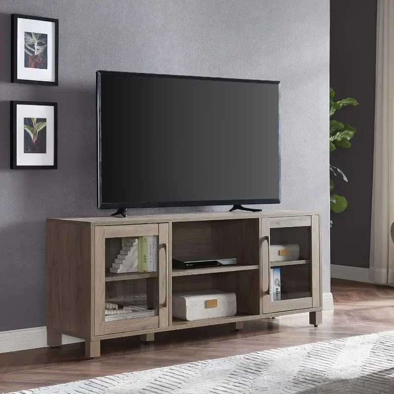 Rectangular TV Stand for TV's  in Antiqued Gray, Electric Fireplace TV Stands for the Living Room