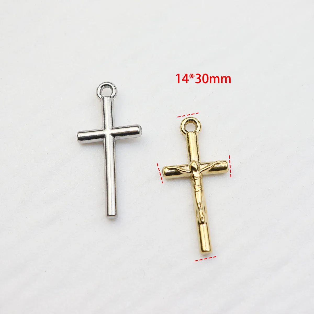 5pcs Casting Stainless Steel Pretty Cross Charms Pendant DIY Necklace Earrings Bracelets Jewelry Charm PVD Plate Water Proof